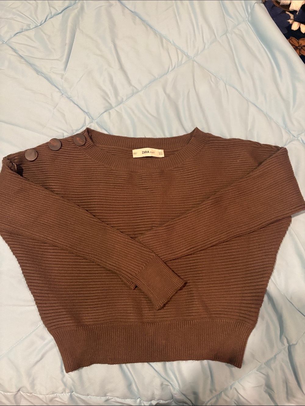 Zara Ribbed Button-Shoulder Sweater - Picture 4 of 4